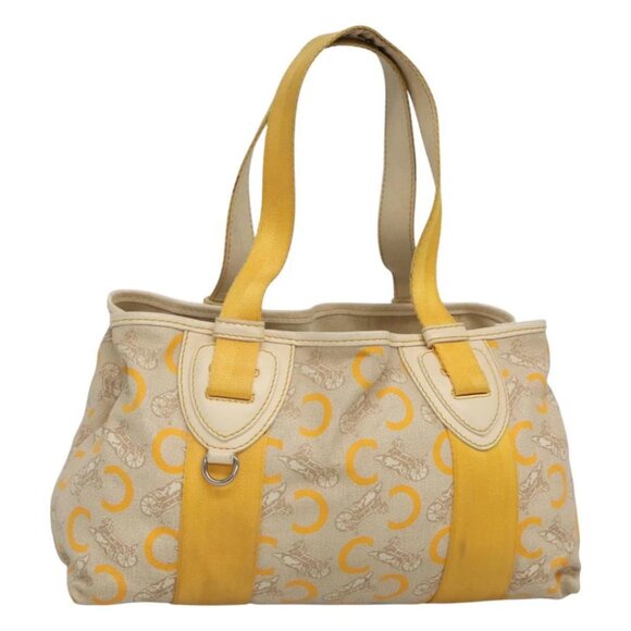 CELINE C Sulky Hand Bag Coated Canvas Yellow Silver - Picture 1 of 15